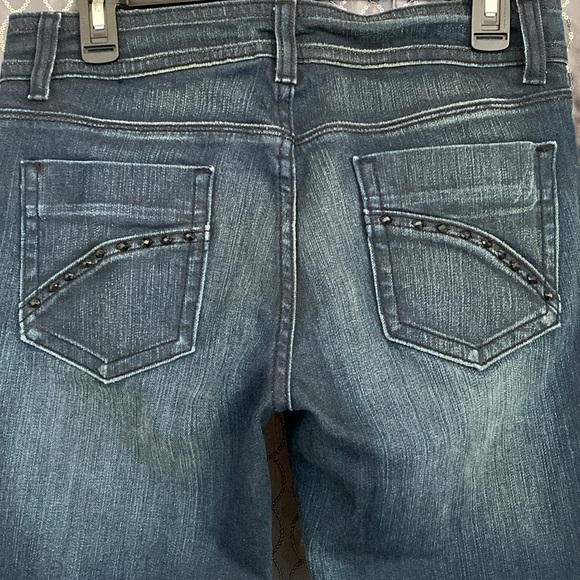 Vertigo Paris Glam Rhinestone Embellished Straight Leg Jeans in Dark Blue Sz 30 - Picture 6 of 7